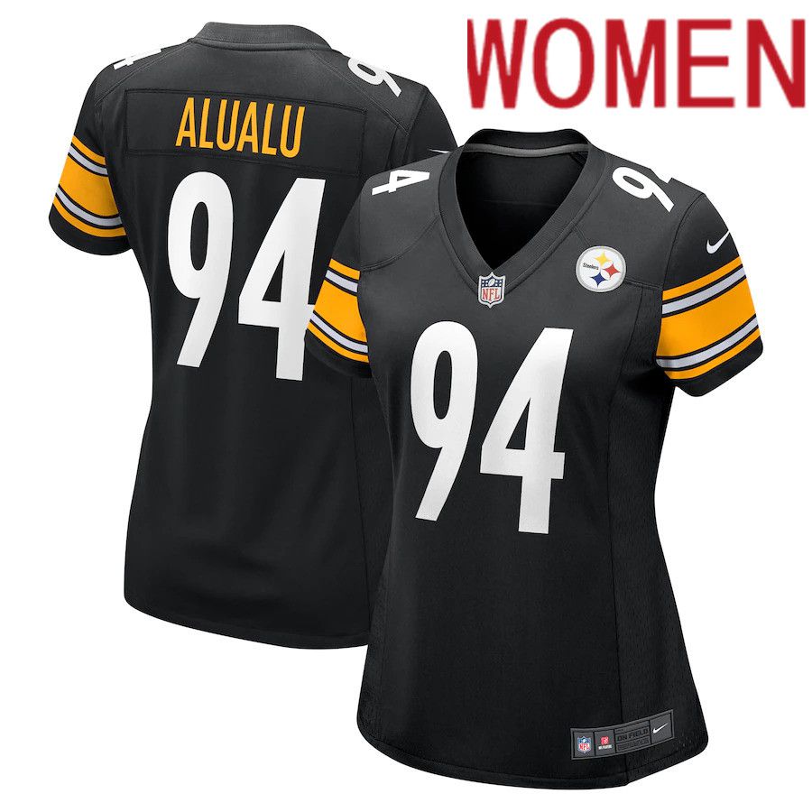 Women Pittsburgh Steelers 94 Tyson Alualu Nike Black Game NFL Jersey